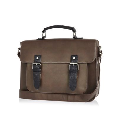 Dark brown buckle satchel bag